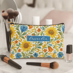Personalised Makeup Pouch With Sicilian Floral Art