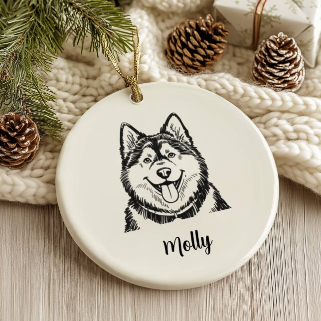 Personalised Malamute Dog Christmas Ceramic Ornament (Creator Uploaded)