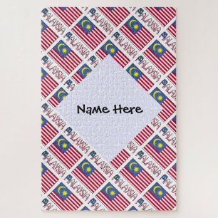 Personalised Malaysia Flag Tiled Jigsaw Puzzle