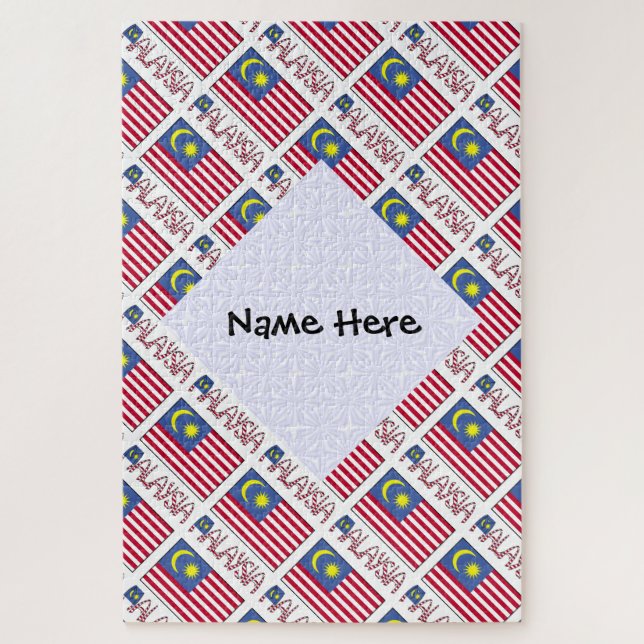 Personalised Malaysia Flag Tiled Jigsaw Puzzle (Vertical)