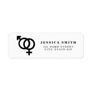 Personalised Male and Female symbols Return Address Label