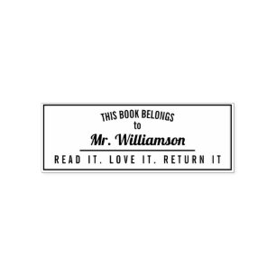Personalised Male Teacher Library Rubber Stamp
