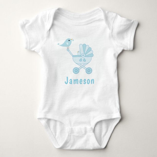 Personalised Mama Bird and Baby Carriage Baby Bodysuit (Front)