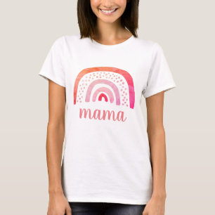 Personalised Mama Boho Pink Orange Rainbow T-Shirt