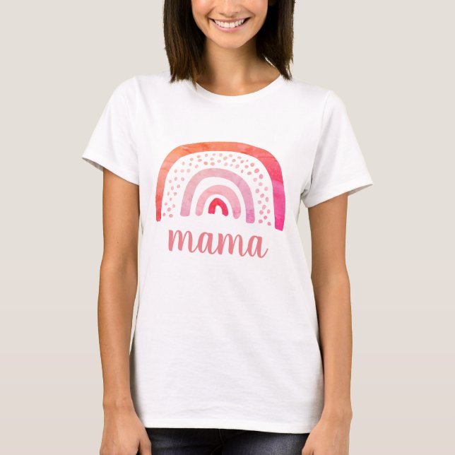 Personalised Mama Boho Pink Orange Rainbow T-Shirt (Front)