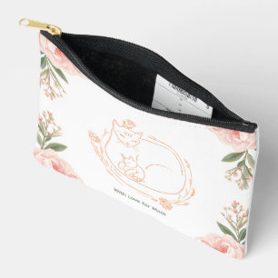 Personalised Mama Cat & Kitten Floral Mother's Day Accessory Pouch