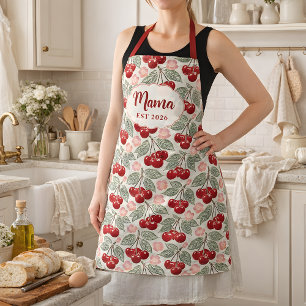 Personalised Mama Cherry Apron   Custom Name & Est