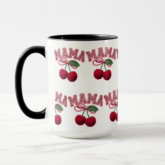 Personalised “Mama” Cherry Print – Funny Kitchen T Mug (Left)