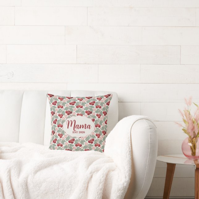 Personalised Mama Cherry Throw Pillow  (Couch)