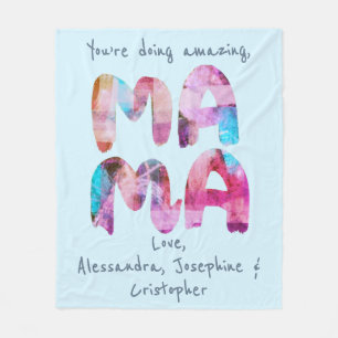 Personalised Mama Kids Names Motivational Cute Fleece Blanket