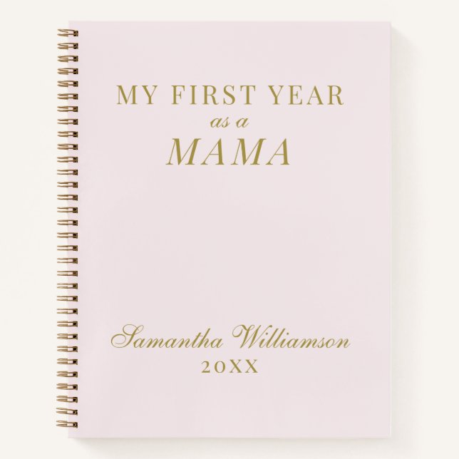 Personalised Mama Pastel Pink Gold Calligraphy  Notebook (Front)