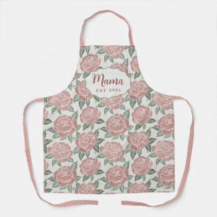 Personalised Mama Peony Apron Custom Name