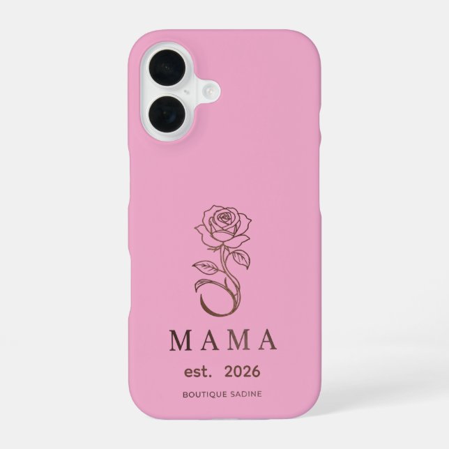 Personalised MAMA Rose Blush iPhone 16 Case (Back)