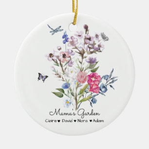 Personalised Mama's Garden Ceramic Ornament