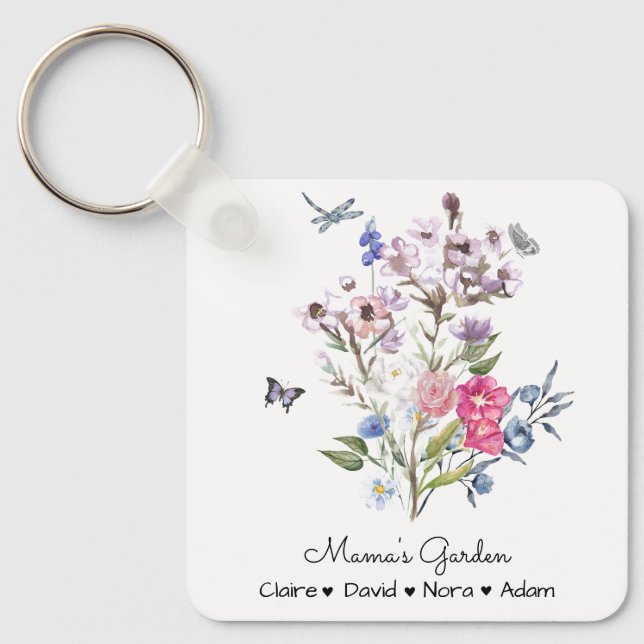Personalised Mama's Garden Key Ring (Front)