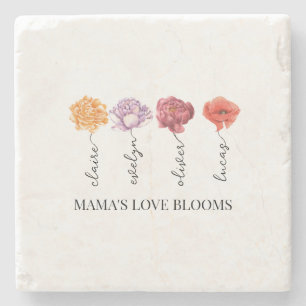 Personalised Mama's Love Blooms Stone Coaster