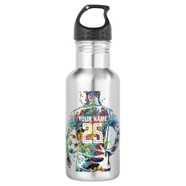 Personalised Man/Boy Soccer Player 710 Ml Water Bottle (Front)