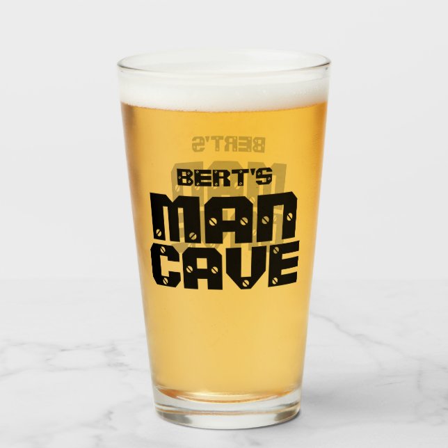 Personalised Man Cave Beer Pint Glass (Front Filled)