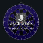Personalised Man Cave Custom Bar Name Dartboard<br><div class="desc">Faux wooden background with monogram and family name in centre of the board. Other colours available in the shop. This fun template lets you create your own personalised man cave "your name" whiskey or bbq backyard bar dart board sign. Unique fun gift</div>