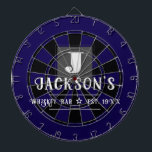 Personalised Man Cave Custom Bar Name Dartboard<br><div class="desc">Faux wooden background with monogram and family name in centre of the board. Other colours available in the shop. This fun template lets you create your own personalised man cave "your name" whiskey or bbq backyard bar dart board sign. Unique fun gift</div>