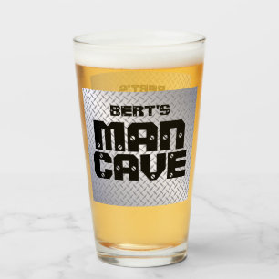 Personalised Man Cave Diamondplate Beer Glass