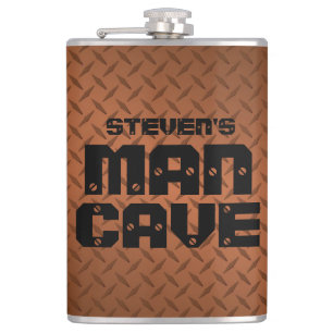 Personalised Man Cave Flask - Copper Diamondplate
