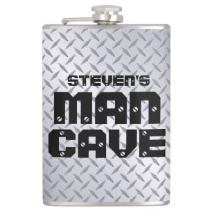 Personalised Man Cave Flask with Stainless