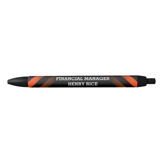 Personalised manager orange stripes black ink pen (Front)