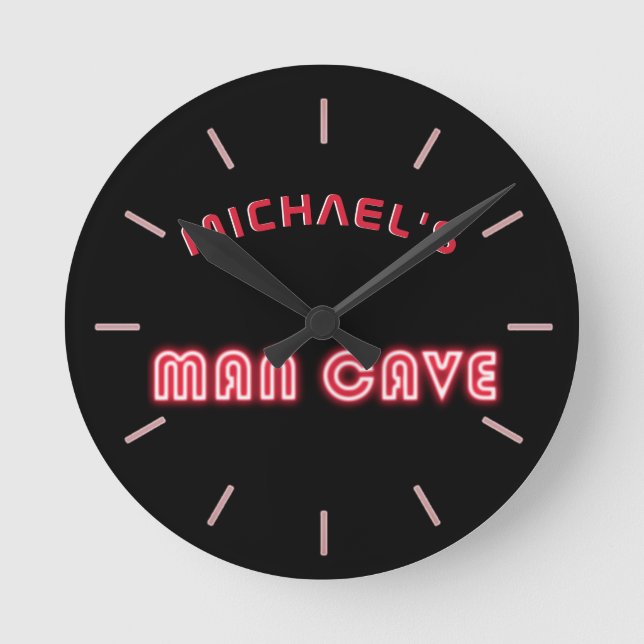 Personalised Mancave Bar Den Men Only Neon Clock (Front)