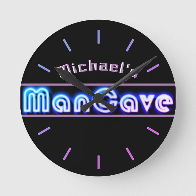 Personalised Mancave Bar Den Men Only Neon Clock (Front)