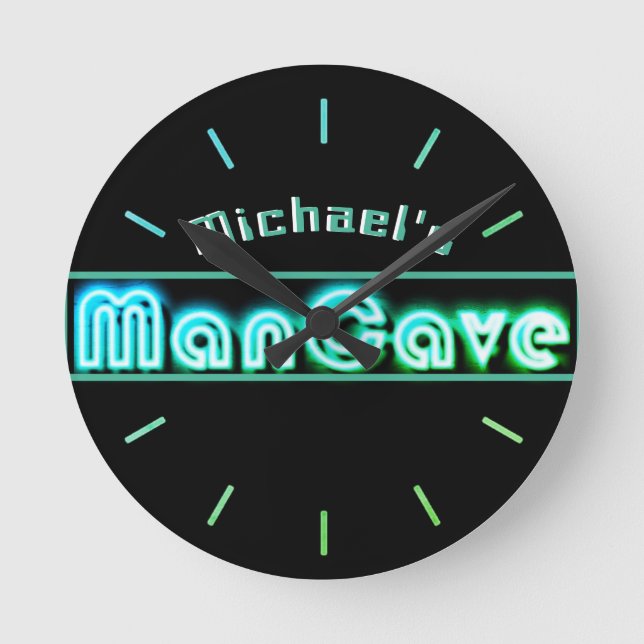 Personalised Mancave Bar Den Men Only Neon Clock (Front)