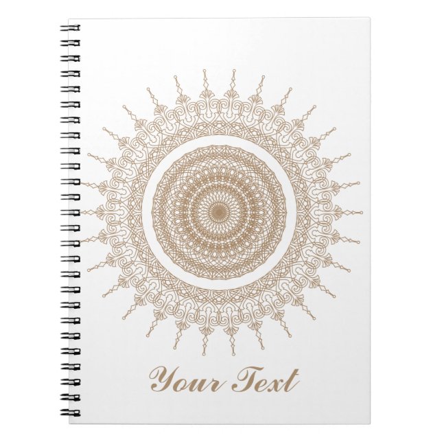 Personalised Mandala Bohemian White Boho Notebook (Front)