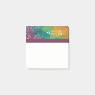 Personalised mandala rainbow post it notes