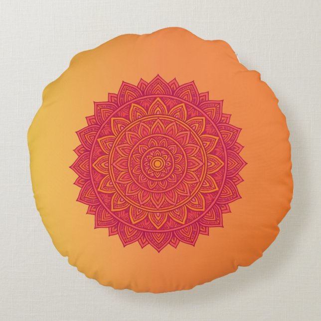 Personalised Mandala Throw Pillow – Soft Colour Or (Back)
