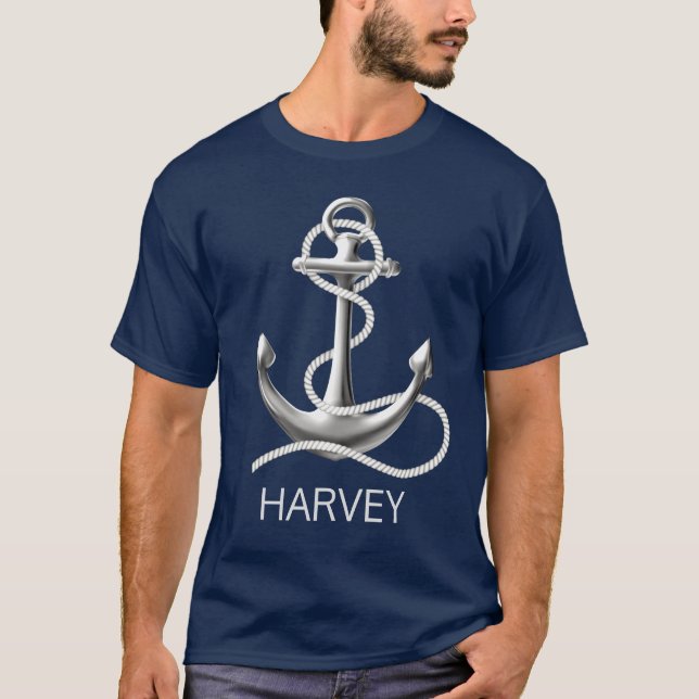 Personalised man's anchor nautical t-shirt (Front)