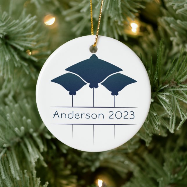 Personalised Manta Ray Christmas Holiday Ceramic Ornament (Tree)