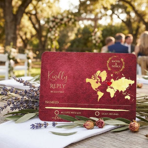 Personalised Map of Love Journey Wedding RSVP Card