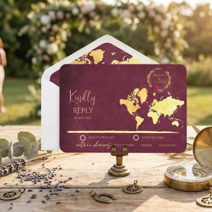 Personalised Map of Love Journey Wedding RSVP Card