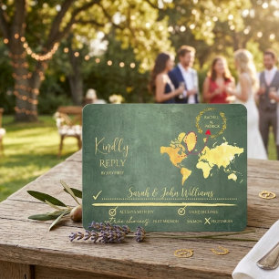 Personalised Map of Love Journey Wedding RSVP Card