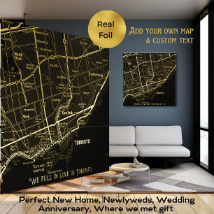 Personalised Map Wedding Newlyweds Anniversary Foil Prints