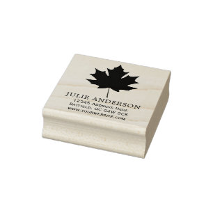 Personalised Maple Leaf wood art rubber stamp