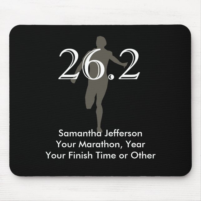 Personalised Marathon Runner 26.2 Keepsake Black Mouse Pad (Front)