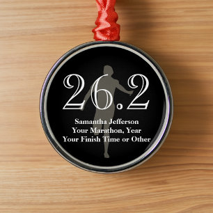 Personalised Marathon Runner 26.2 Keepsake Medal Metal Tree Decoration