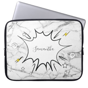 Personalised Marble Comic Book Laptop Case