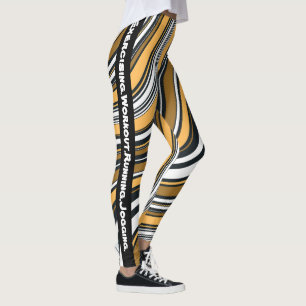 Personalised marble l Yellow and black with text Leggings