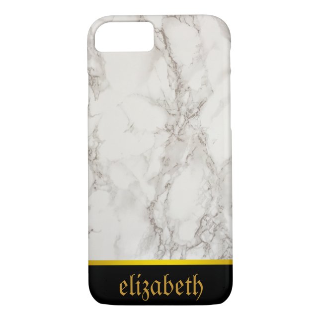 personalised Marble Pattern and Faux Gold Foil Case-Mate iPhone Case (Back)