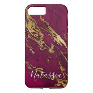 Personalised Marble Phone Case Burgundy