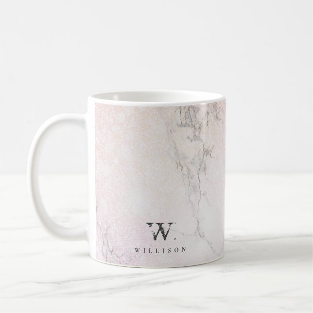 Personalised Marble rose Glitter Coffee Mug (Left)