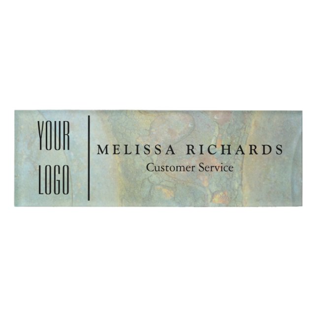Personalised Marble Small Name Badge (Front)