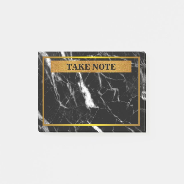 Personalised Marble Take Note with gold border (Front)